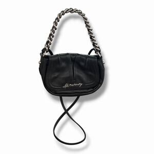 B Makowsky Black Leather Chain Strap Purse Small